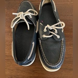 Blue sperry loafers